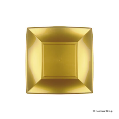 Piatto dessert in plastica oro 18 cm