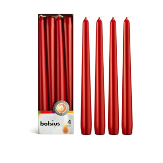 Candele Bolsius rosse 4 pezzi