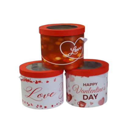 Scatola In Cartoncino tonda con scritta Happy Valentine's day