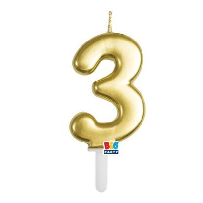 Candelina cera Tiny Plump oro metal numero 3