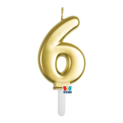 Candelina cera Tiny Plump oro metal numero 6