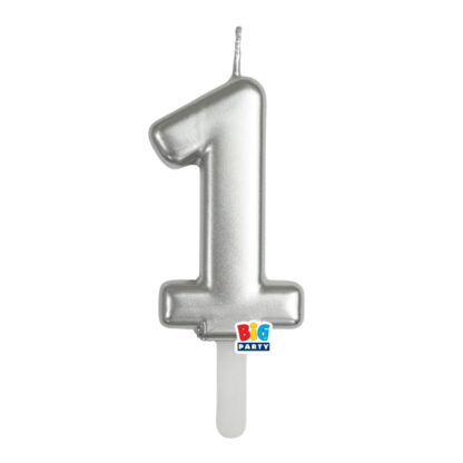 Candelina cera Tiny Plump argento metal numero 1