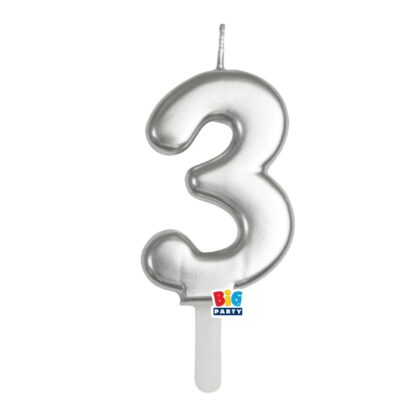 Candelina cera Tiny Plump argento metal numero 3