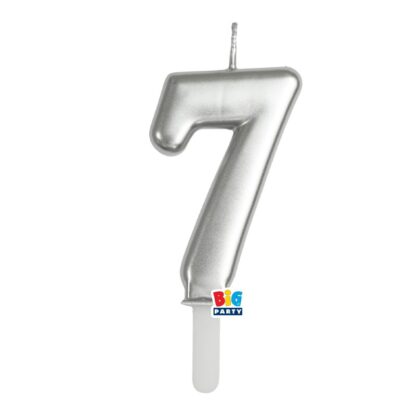 Candelina cera Tiny Plump argento metal numero 7