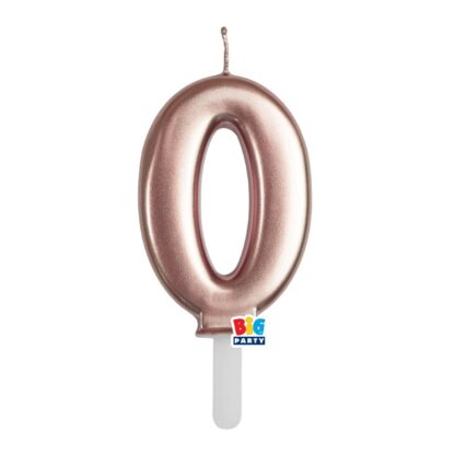 Candelina cera Tiny Plump rosa gold metal numero 0