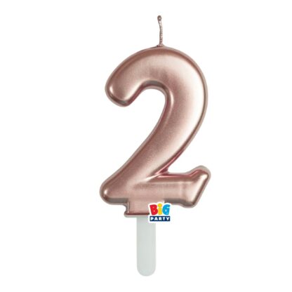 Candelina cera Tiny Plump rosa gold metal numero 2