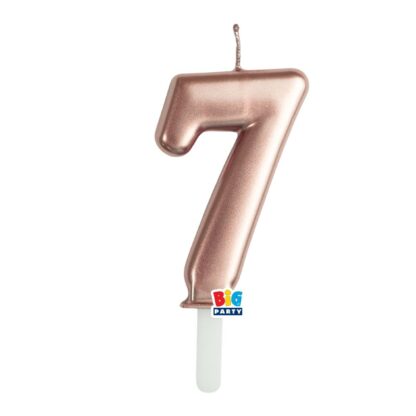 Candelina cera Tiny Plump rosa gold metal numero 7