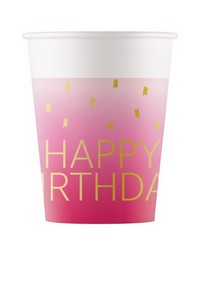 Bicchieri Golden Happy Birthday Pink