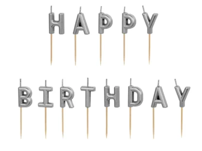 Candelina happy birthday argento 2,5 cm
