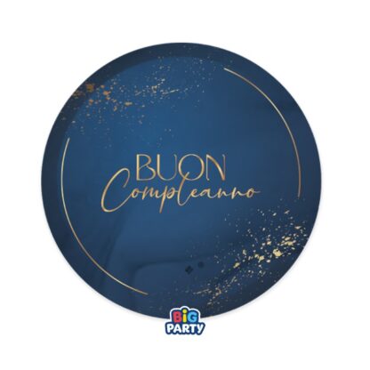 Piatti 18 cm Buon Compleanno Blu Navy