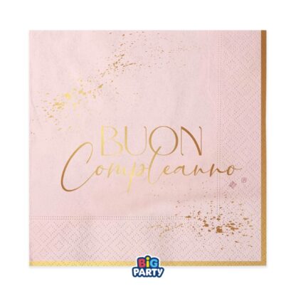 Tovaglioli Buon Compleanno Blush Rose