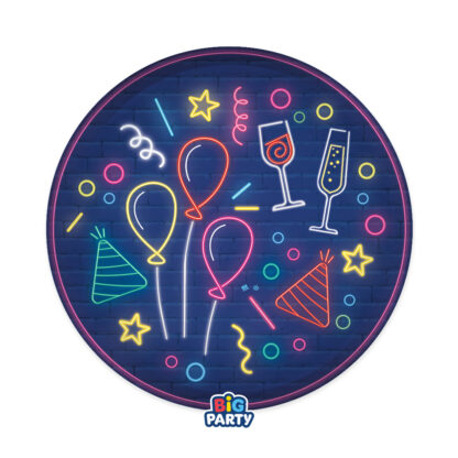 Piatti 22 cm Happy Birthday Neon