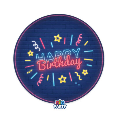 Piatti 18 cm Happy Birthday Neon