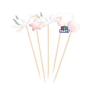 5 Mini Cake topper welcome baby pink