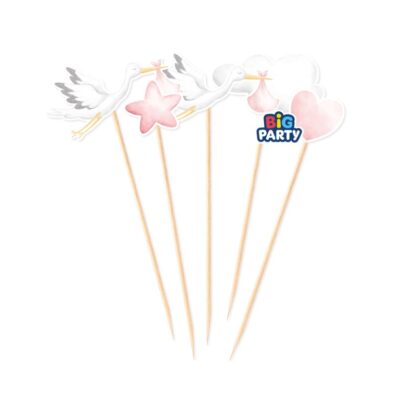 5 Mini Cake topper welcome baby pink