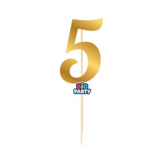 Mini Cake topper numero 5 oro metal