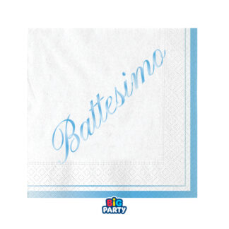 Tovaglioli bianchi 25x25 cm Battesimo celeste