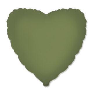 Palloncino In Mylar Cuore 18" verde oliva satinato