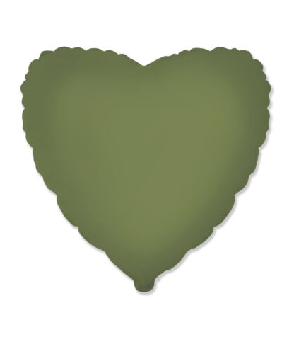 Palloncino In Mylar Cuore 18" verde oliva satinato