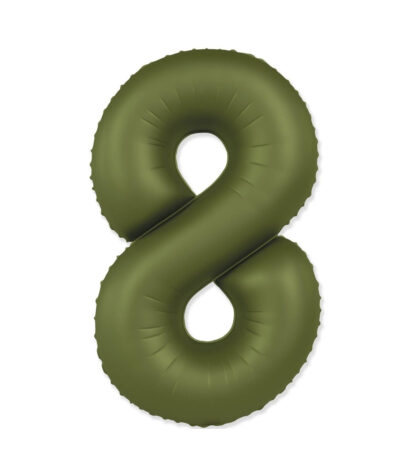 Palloncino Mylar Numero 8 Mate verde oliva satinato  86cm