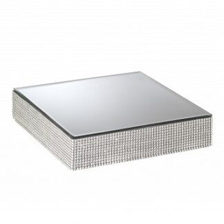 Alzatina a Specchio quadrato con bordo strass 30x30 cm H 6 cm