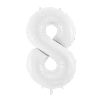 Palloncino Mylar Numero 8 Bianco  86cm
