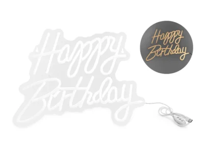 Scritta led Happy birthday 40 x 29,5 cm luce bianca