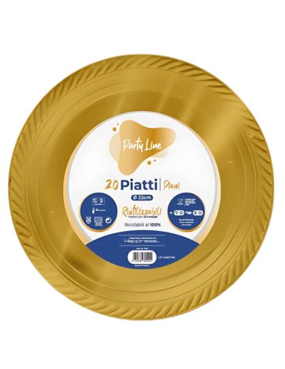 Piatti piani 22 cm Party Line oro