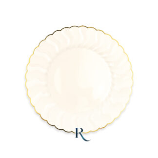 Piatti fondi riutilizzabili 18 cm Shell Ivory gold 6 pezzi